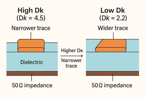Dielectric Constant vs Trace Width