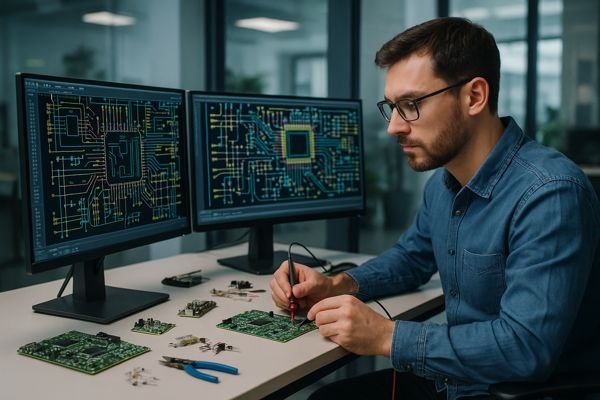 Electronics Engineer Working on PCB Design