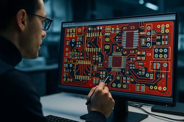 Engineer Designing PCB on Computer