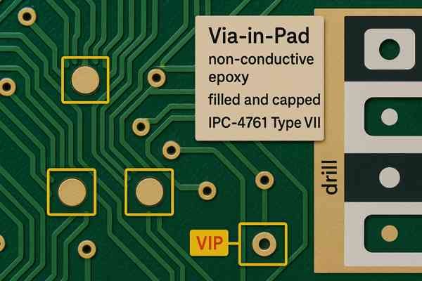 High Definition PCB Via in Pad Close Up