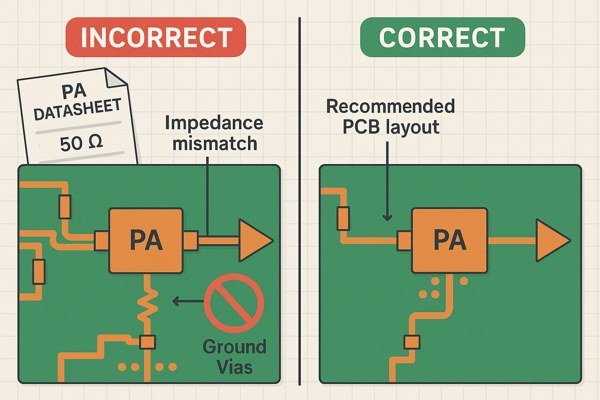 PA Layout Comparison Incorrect vs Correct