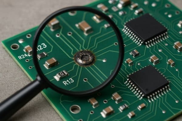 PCB Failure Burnt Solder Joint Inspection