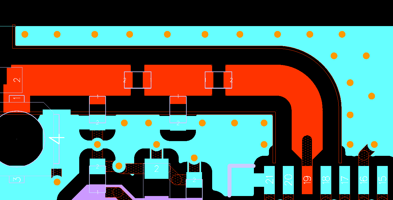 PCB layout with guard traces and via fences