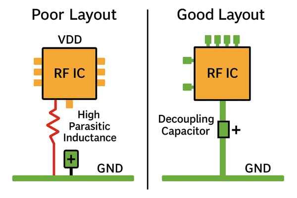 RF IC Decoupling Capacitor Placement Comparison