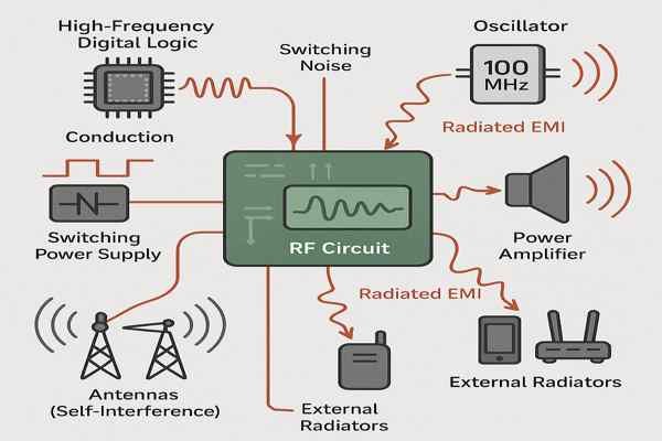 RF PCB EMI Sources Diagram