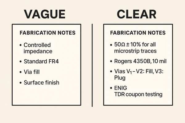 RF PCB Fabrication Notes Comparison