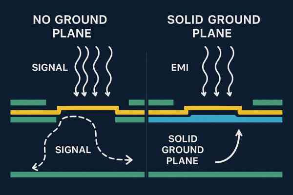 Reduced EMI with Solid Ground Plane