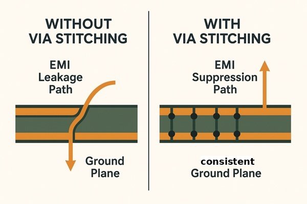 Via Stitching EMI Improvement Diagram
