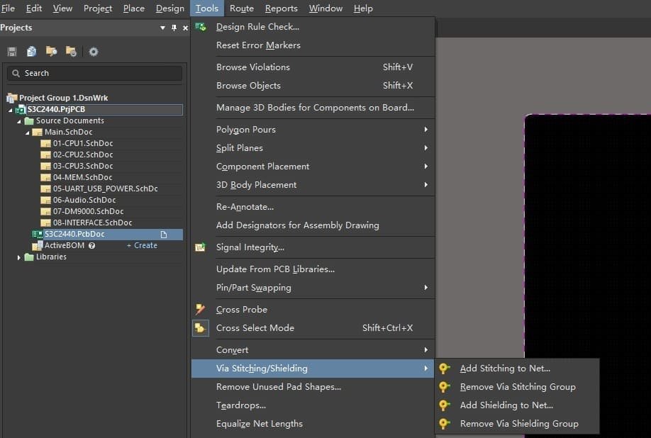 Adding Dummy Vias in Altium Designer