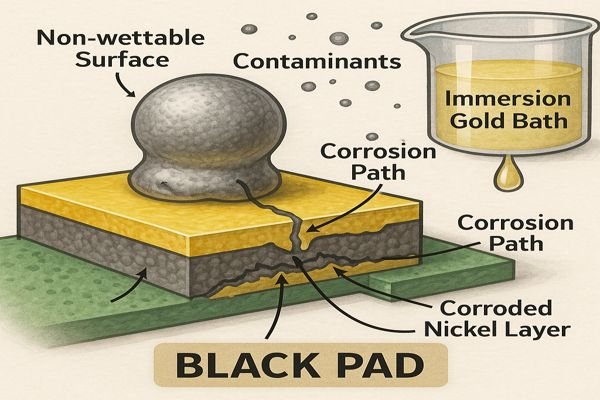 Black Pad Syndrome PCB Illustration