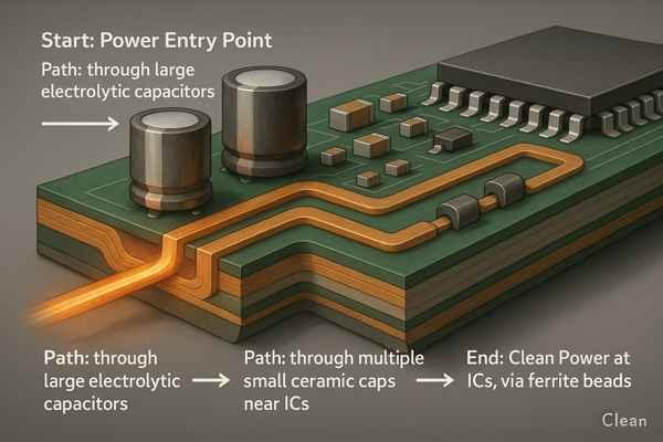 Heavy Copper PCB Power Filtering Path