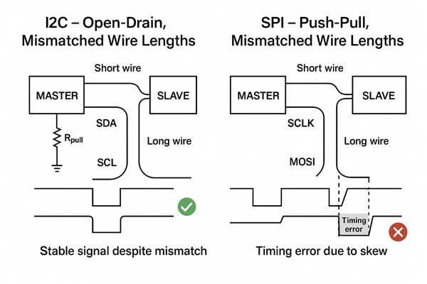 I2C vs SPI Wire Length Tolerance