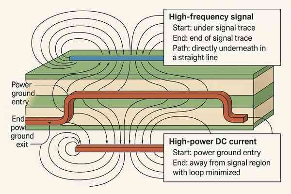 Multi Layer PCB Signal and Power Trace Diagram