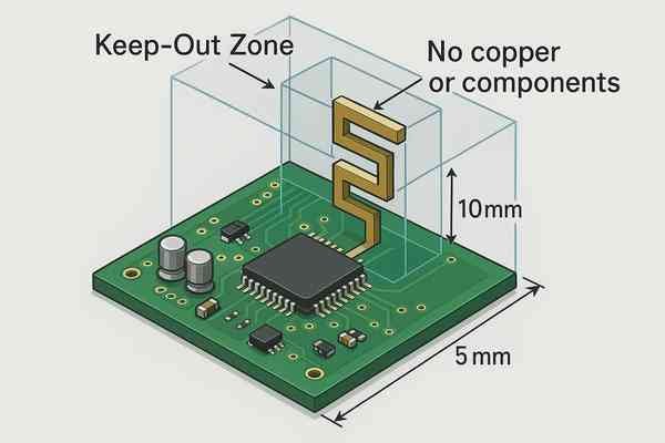 PCB Antenna Keep Out Zone Illustration