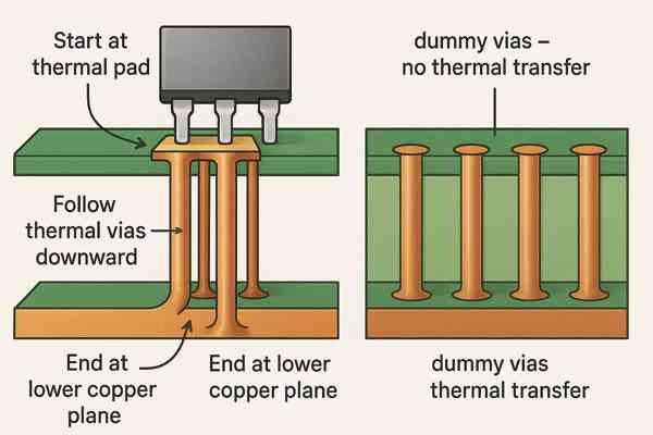 PCB Thermal Vias vs Dummy Vias