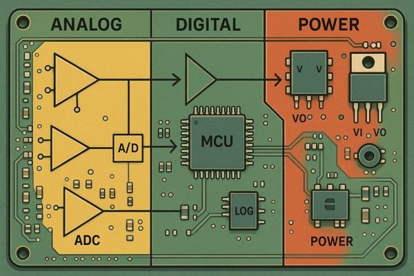 Top-Down View of Functional Zones in a PCB