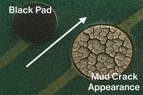 Black Pad to Mud Crack Progression on PCB