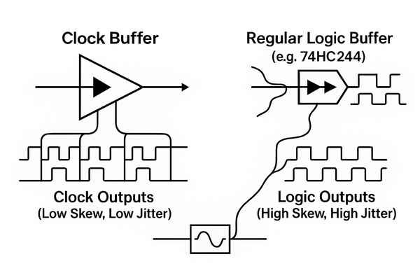Clock Buffer vs Logic Buffer Clock Output Comparison