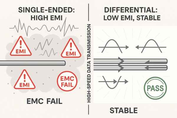 Differential vs Single Ended EMI Comparison