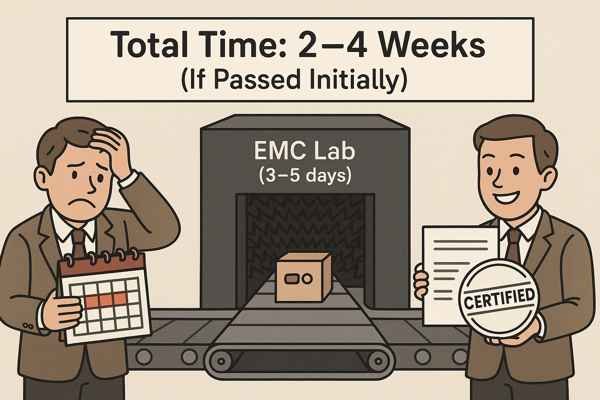 EMC Testing Timeline Illustration