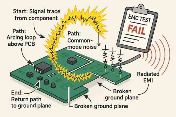 EMC Failure PCB Illustration