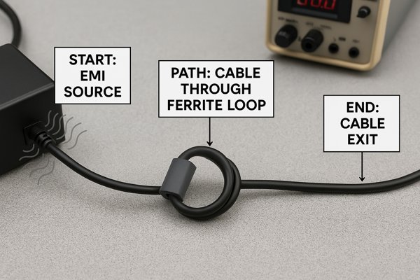 EMI Cable Suppression with Ferrite Loop