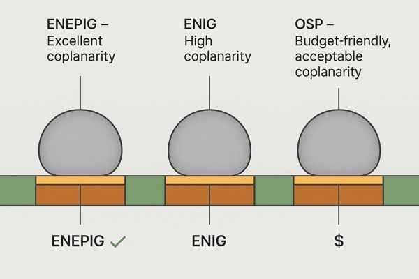 ENEPIG ENIG OSP Coplanarity Comparison