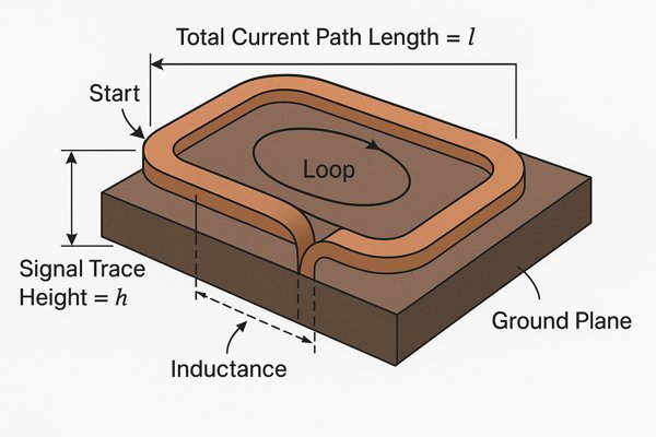 Microstrip Signal Return Loop with Inductance