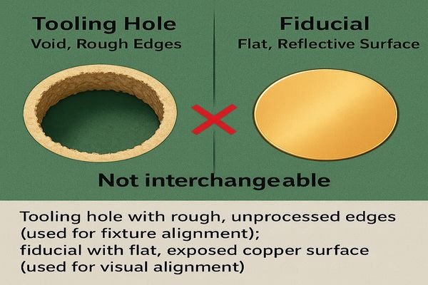 PCB Tooling Hole vs Fiducial – Not Interchangeable