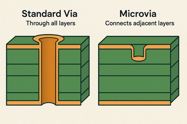 PCB Via Comparison - Standard Via vs Microvia