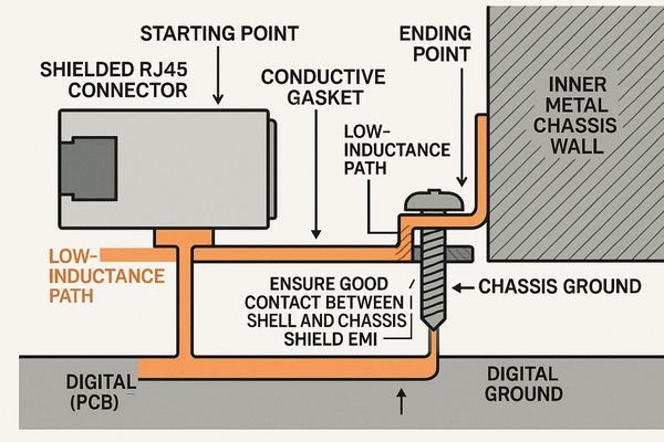 RJ45 Shielded Connector Chassis Ground Diagram