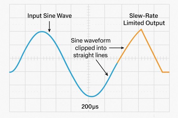 Slew Rate Limited Output vs Input Sine Wave