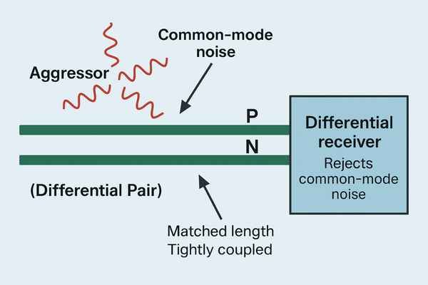 common mode noise rejection in differential pair