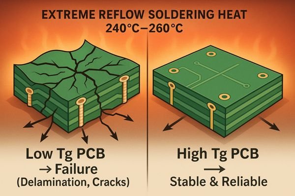 High vs Low Tg PCB in Lead-Free Soldering