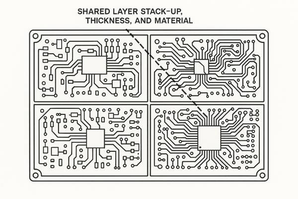 Multi-Design PCB Panel with Shared Stack-Up