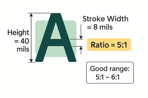 Optimal Silkscreen Text Ratio 5 to 1