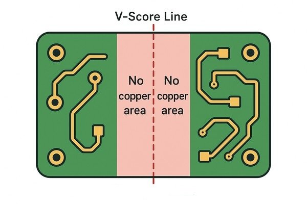 PCB Top View V-Score Line Diagram