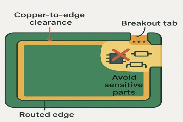 PCB tab routing edge clearance and breakout tab caution