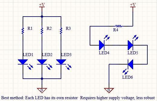 how to connect multiple LEDs to one power source
