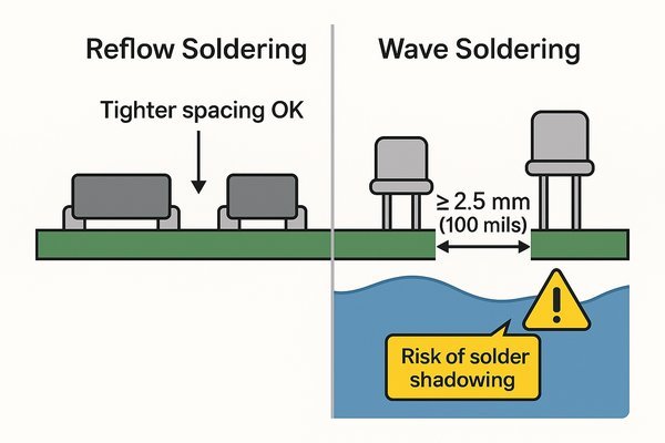 Component Spacing Requirements: Reflow vs Wave Soldering