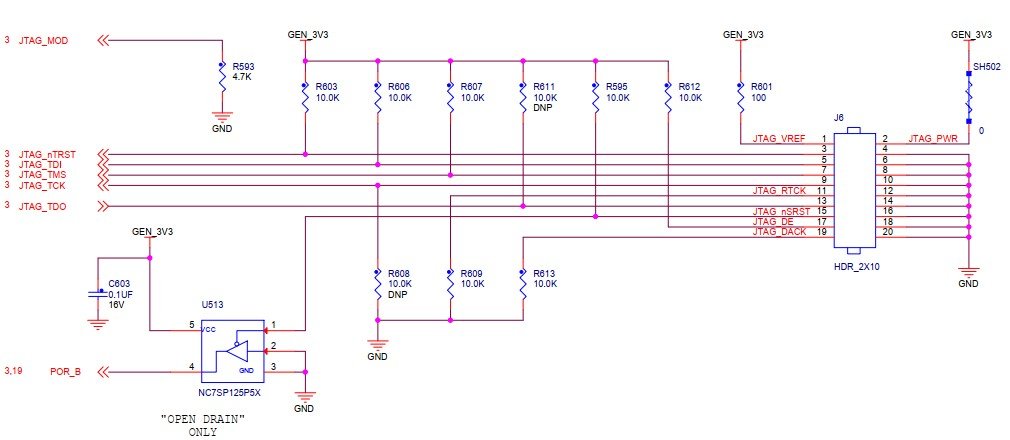 JTAG signal pull resistors schematic