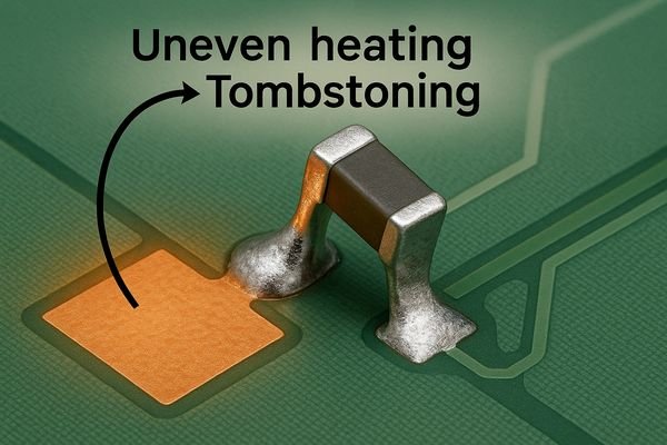 Tombstoning resistor pad design thermal imbalance